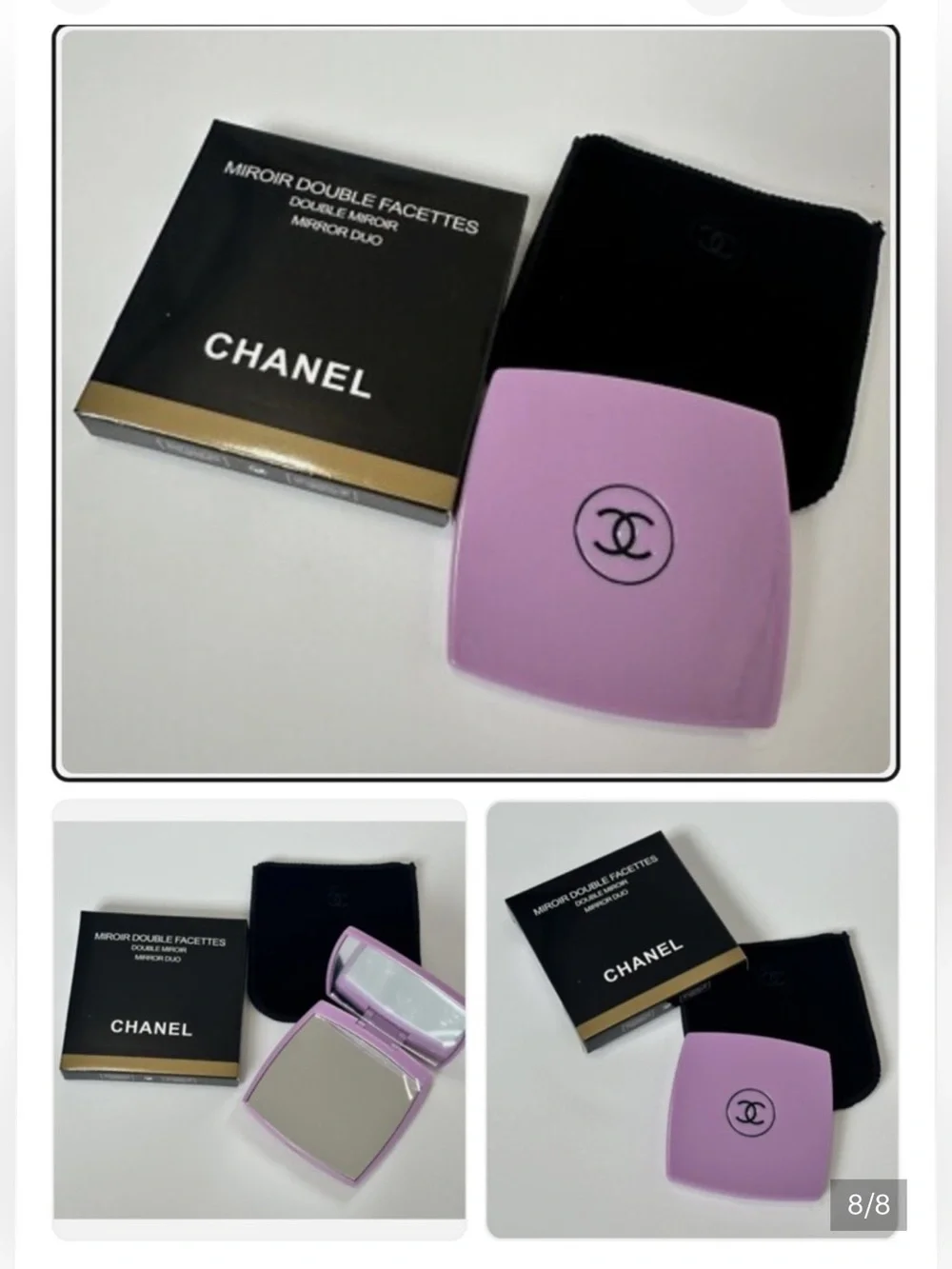CHANEL Lilac/ Lavender Compact Mirror Duo with Iconic CC Logo NWB